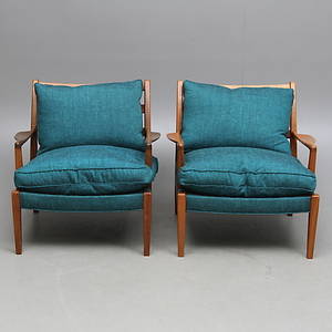 FÅTÖLJER, 2 st, Löven. Arne Norell ,1900-tal.