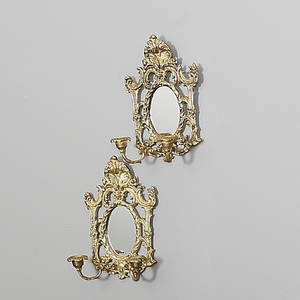 SPEGELLAMPETTER, ett par, bronserad metall, rokokostil, 1900-tal.