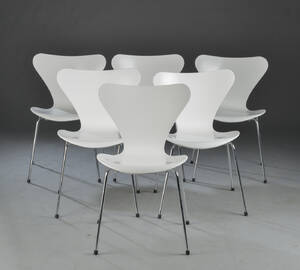 Arne Jacobsen. Sæt på seks Syverstole 6