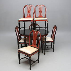 MATSSALSGRUPP, 7 delar, gustaviansk stil, 1900-tal.