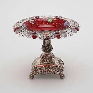 SKÅL PÅ FOT, silver och glas, Storbritannien, 18001900-tal.