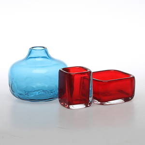 VASER, 2 st, samt SKÅL, glas, Sven Palmqvist, Orrefors,1900-tal.