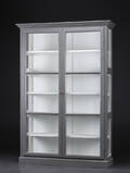 Vitrineskab, grå antikbemaling