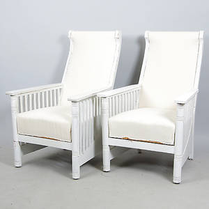 FÅTÖLJER, 1 par, vitmålade, jugend.