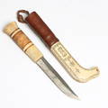 SAMEKNIV, horn och läder, nordsamisk, signerad E.S, 1900-tal.