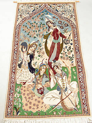 MATTA, Nain, figural, silke, 206 x 112 cm.