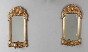 SPEGELLAMPETTER, 1 par, Rokokostil, 1900-tal.