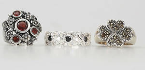 RINGAR, sterlingsilver och stenar, 3 stycken, 1900-2000-tal.