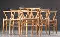 Hans. J. Wegner. Sæt på seks Y-stole af eg, model CH-24 6 Denne vare er sat til omsalg under nyt varenummer 4353896