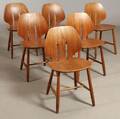 Ejvind A. Johansson. Sæt på seks stole af egetræ, model J-67 6