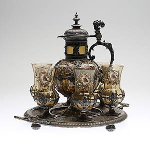 SERVERINGSGARNITYR, 8 delar, nyrenässans, WMF, ca 1880.