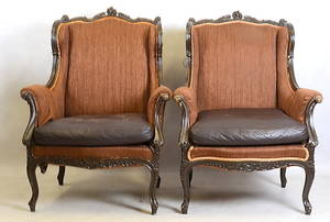 FÅTÖLJER, 1 par, s k Bergerer, ett par, Louis XV-stil, 1900-talets första hälft.