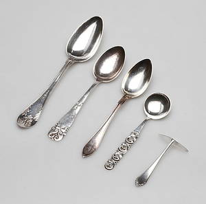 BESTICK, 5 delar, silver, 1800-1900-tal, vikt ca. 163,3 gram.