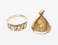 RING samt HÄNGE, 18k guld, vikt ca 4,2 gr.