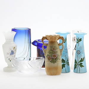 DIVERSE VASERSKÅLAR, 9 delar, glaskeramik, 181900-tal.