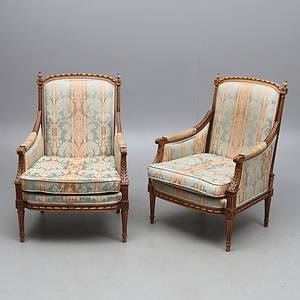 KARMFÅTÖLJER 1 par, gustaviansk stil, 19002000-tal.