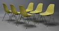 Charles Eames. Sæt på seks skalstole, model DSS , Lime 6