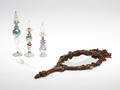 PARFYMFLAKONGER, 3 st, glas samt HANDSPEGEL, 19002000-tal.