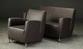 To-pers. sofa samt lænestol, brunt læder 2