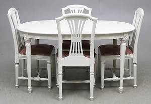 MATSALSGRUPP, 5 delar, gustaviansk stil, 1900-tal.