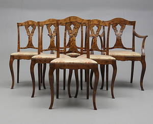 STOLAR, 4  2 st, björk, rokokostil, 1900-talets första del.