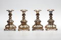 LJUSSTAKAR, 2 par, nysilver, rokokostil, 1900-tal.