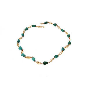 COLLIER, 18K rödguld med malakit. Vikt 13,7 g.