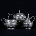 KAFFESERVIS, 3 delar, silver, Orientaliskt, 1900-tal.