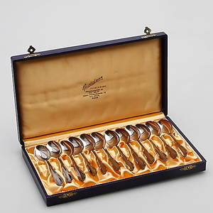 KAFFESKEDAR 12 st, silver, 1950-talet.