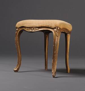 Hocker Louis Quinze, Unterseite gemarkt, Mitte 18. Jh.