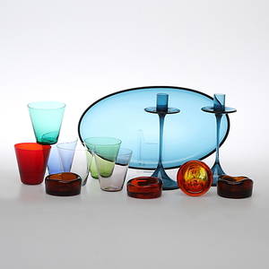 PARTI GLAS, 13 delar, Orrefors, Reijmyre samt Boda, bl a Nils Landberg och Erik Höglund.