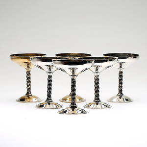 CHAMPAGNESKÅLAR, nysilver, barockstil, Spanien, 1900-tal.