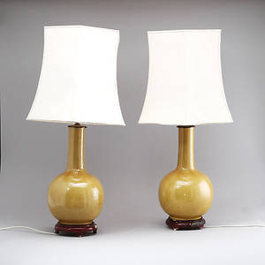 BORDSLAMPOR, 1 par, porslin, orientaliska, 1900-tal.