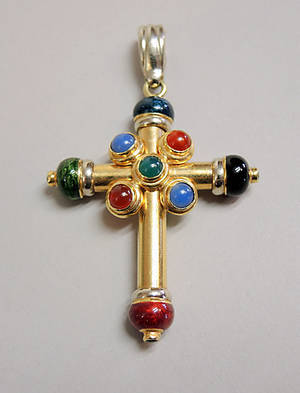 GROßES GOLD-KREUZ, 18 KT. GELBGOLD.