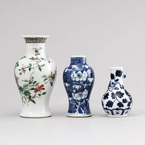 VASER, 3 st, porslin, Kina, 18001900-tal.