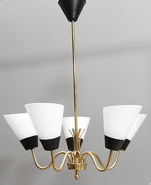 TAKLAMPA med glaskupor, 1900-tal.
