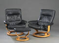 Stressless. Par lænestole samt skammel, sort læder 3
