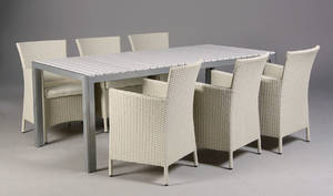 Havemøbler. Firkantet bord samt seks armstole, artwood  polyrattan 7