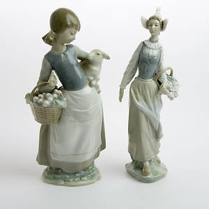 FIGURINER, 2 stycken, porslin, Lladro.