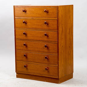 BYRÅ, 6-lådig, teak, 1900-talets mitt.