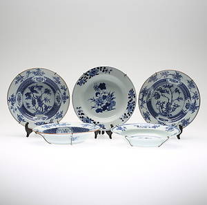 DJUPA TALLRIKAR, 5 st, Porslin, Kina, 1800-1900-tal.