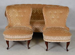 SOFFGRUPP, 3 delar, plysch, 1900-talets mitt.