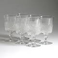 VINGLAS, 6 st, Diamant, Vicke Lindstrand, Kosta, 1900-tal.