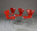 Arne Jacobsen. Sæt på fire stole syveren model 3107 4
