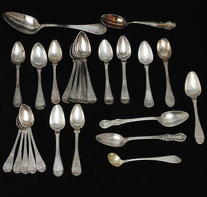 SKEDAR, 25 st, olika modeller, silver, 181900-tal.