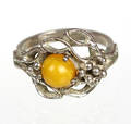 RING  MIT BERNSTEIN, Silber.