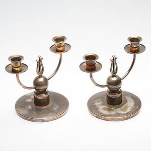 LJUSSTAKAR, ett par, nysilver, CG Hallberg, 1930-tal.