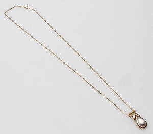 HALSKEDJA MED HÄNGE, 14k guld, total vikt ca 11,2 gr.