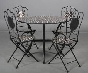 Cafésæt i sortlakeret jern. Sort mosaik 5