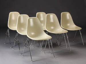 Charles Eames. Seks skalstole, model DSS 6 Denne vare er sat til omsalg under nyt varenummer 4384788